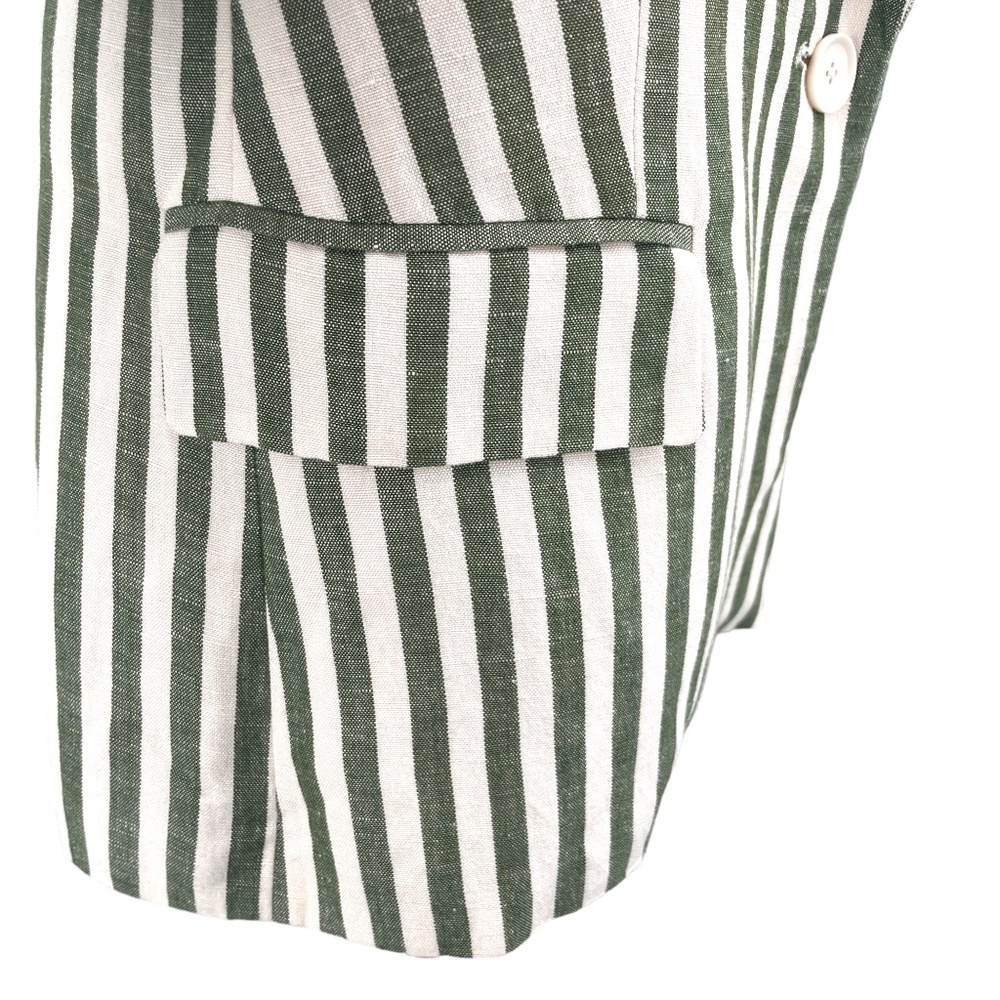 L'AGENCE Scout Striped Blazer, Olive/Cream, Size 8 - Picture 4 of 13